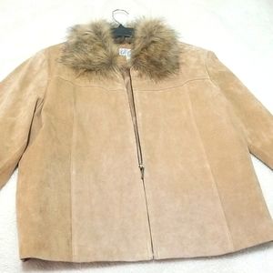 Dress Barn jacket with fur collar, tan, XL